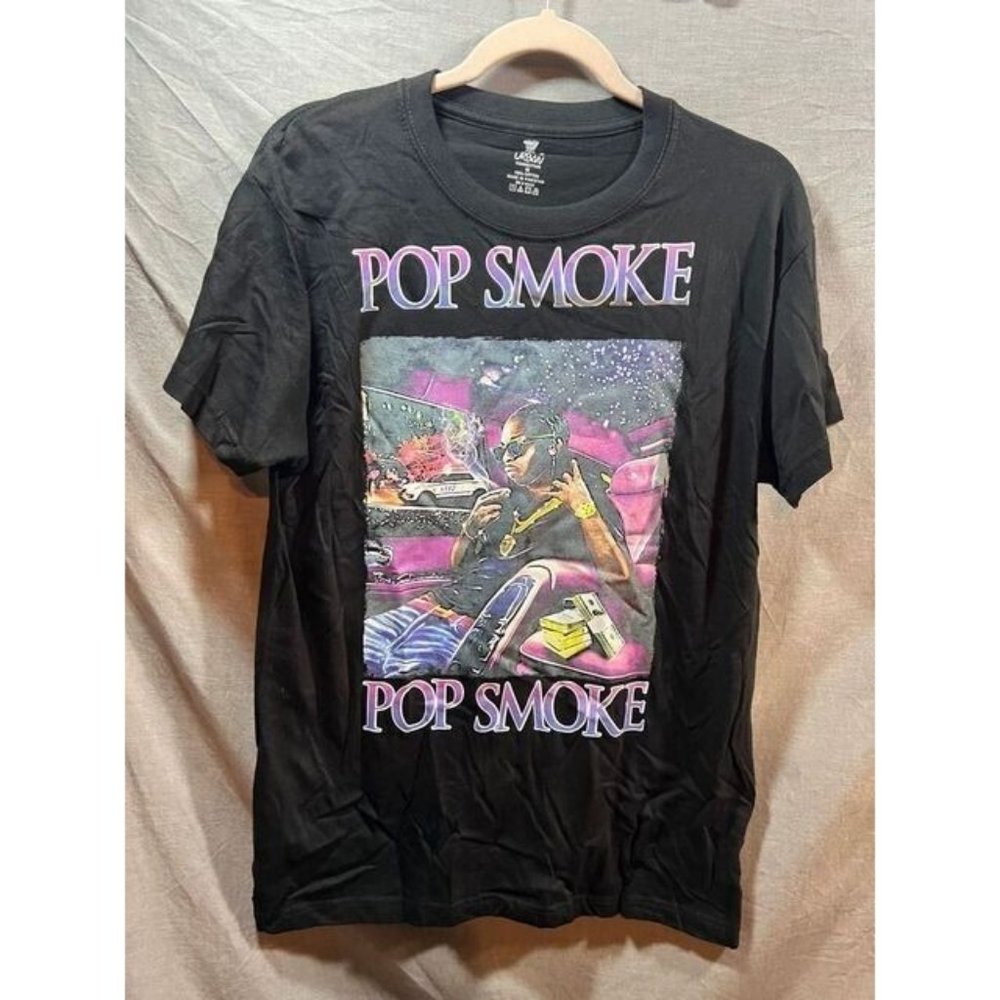 Pop Smoke Shirt Adult Medium Black Short Sleeve Hip Hop Pullover Tee Mens